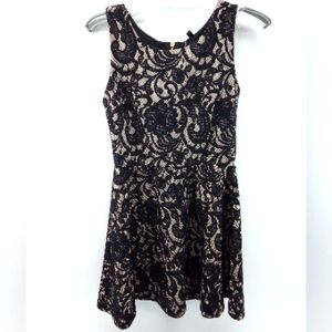 HeartSoul Black Nude Lace Dress Fit & Flare Prom Cocktail Wedding Guest XS